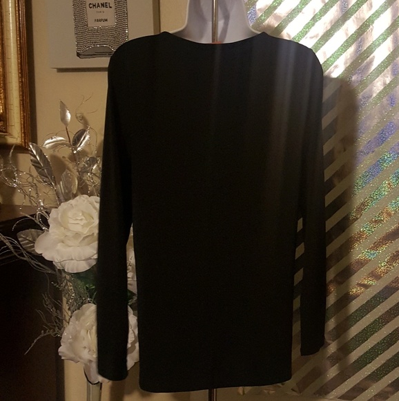 Michael kors Womens Black Gold Cowl Blouse Size M Long Sleeve Flowy - Picture 3 of 4